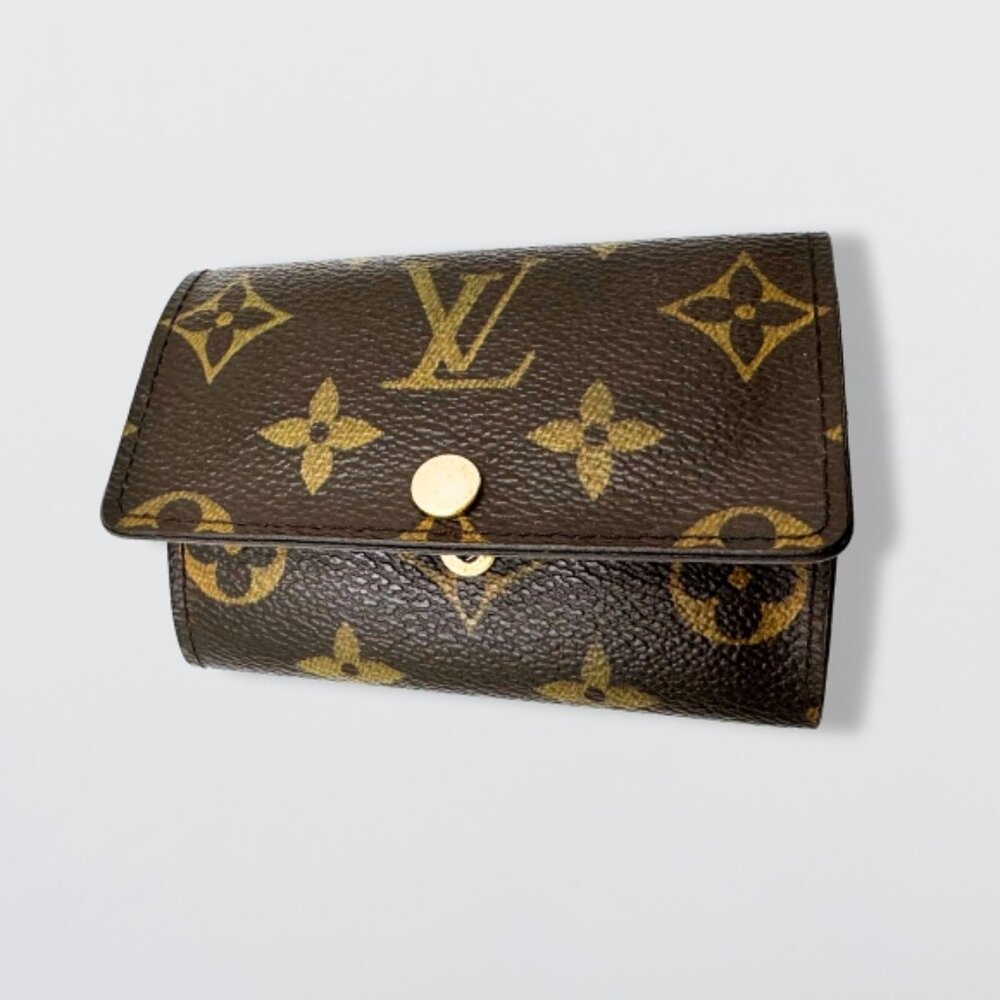 Louis Vuitton Key Case Holder Monogram Canvas Cross-grain Leather Lining Brown